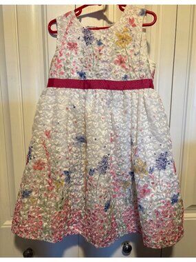 Blueberi Boulevard Girls White Floral Dress Size 6x